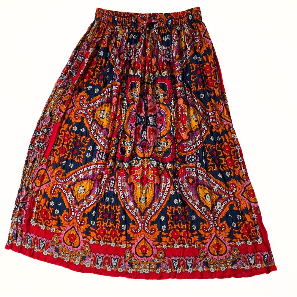 Hippie Forever Fiery Paisley Crinkle Skirt Womens SZ OS Psychedelic Festival
